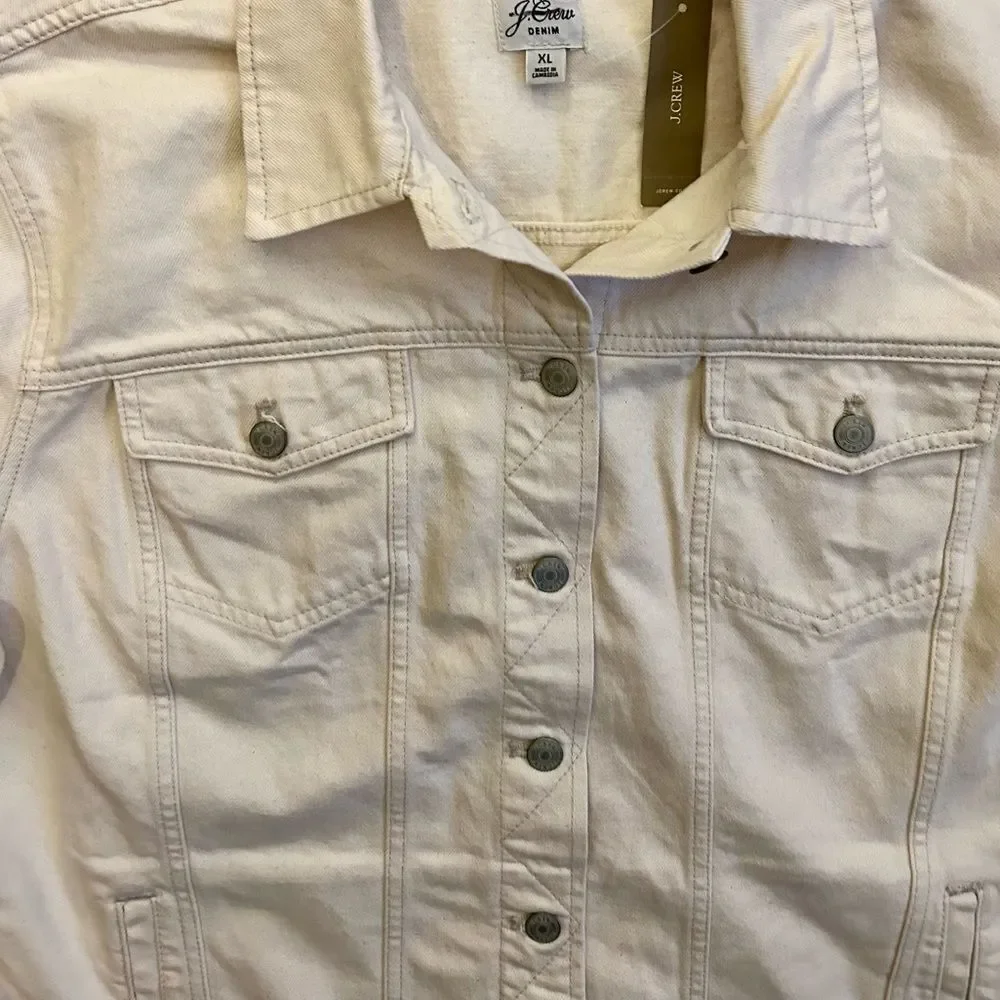 J. Crew Relaxed denim jacket in Ecru. Size XL. NWT.